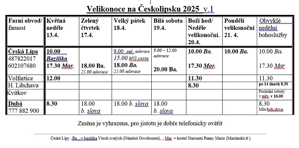 Velikonon bohosluby na eskolipsku 2024